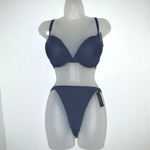 Youmita 40C Evening Blue Push Up Bra and XL Seamless  Hi-Leg Panty NWT